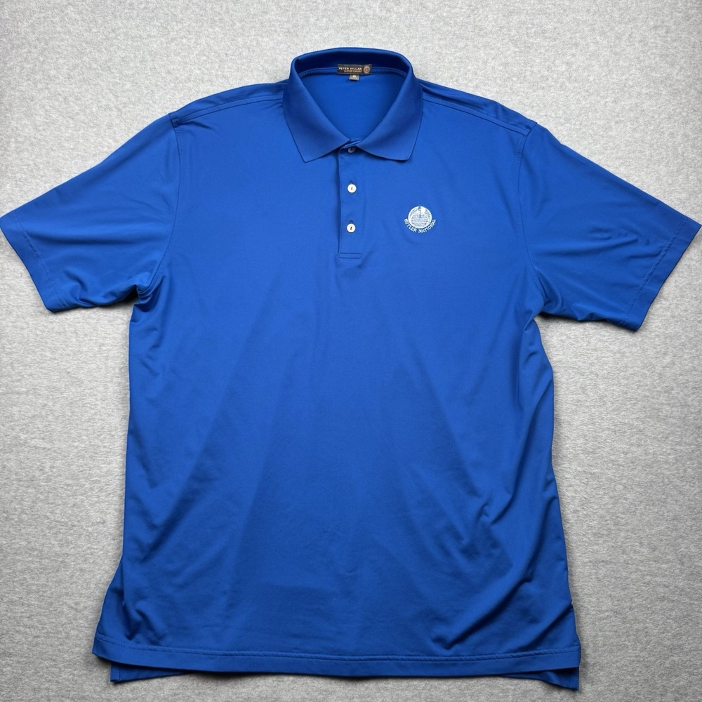 Peter Millar Summer Comfort Polo Shirt Mens XL Blue Butler National Stretch Golf